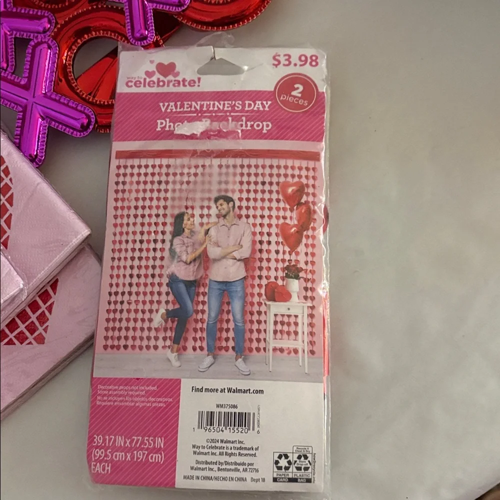 Galentines Valentine's Day Heart Party Set Pink and Red glasses napkins backdrop